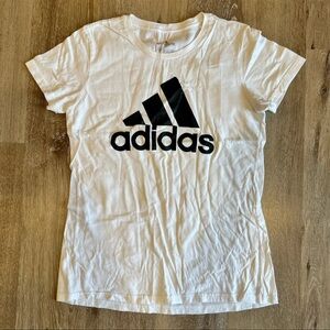 Adidas Women's White Tee with Black Logo
